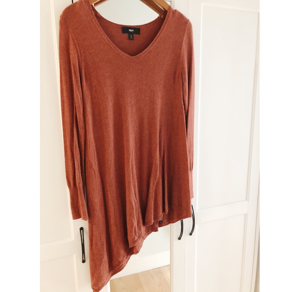 Burnt Orange Asymmetrical Hem Sweater